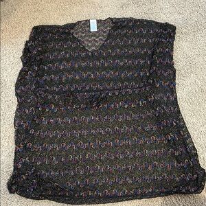 Time and Tru Black Sleeveless Smocked Swim Coverup